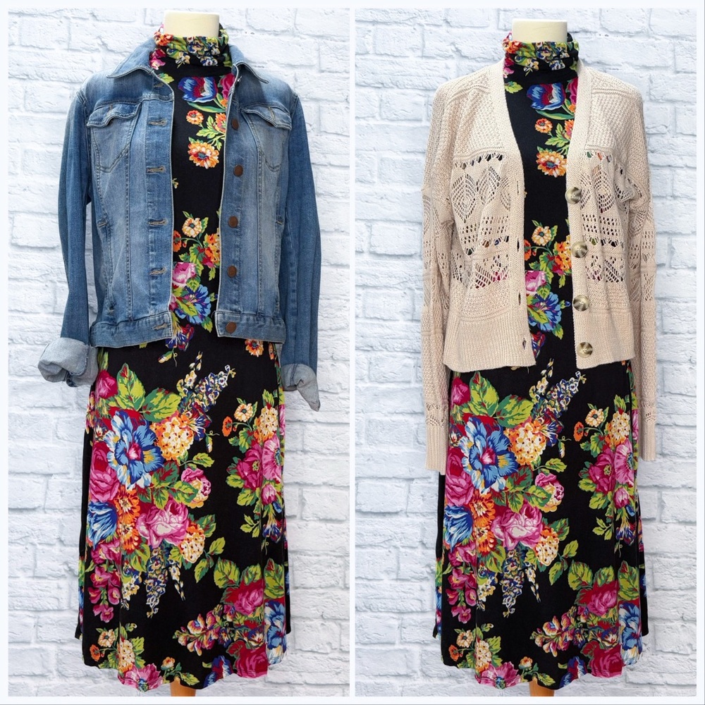 Anthropologie floral soft turtleneck dress, S. - Picture 5 of 12